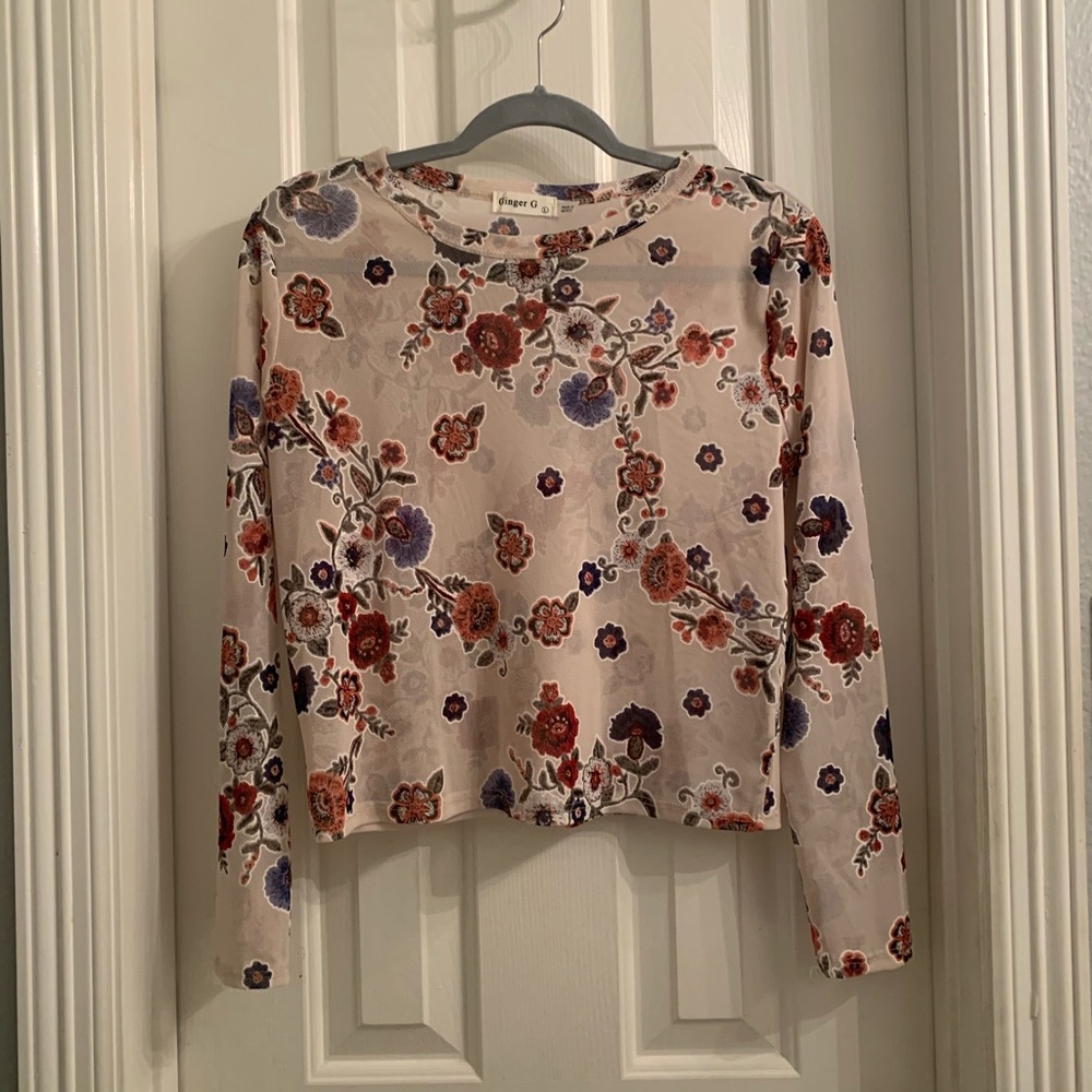 Floral Mesh Crop Top